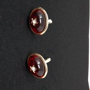Deco Red Glass Rhinestone Star Center Cufflinks